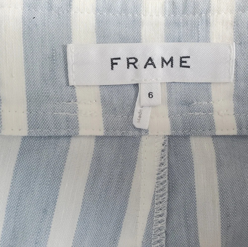 Frame Size 6 blue and white striped linen shorts - Picture 3 of 5